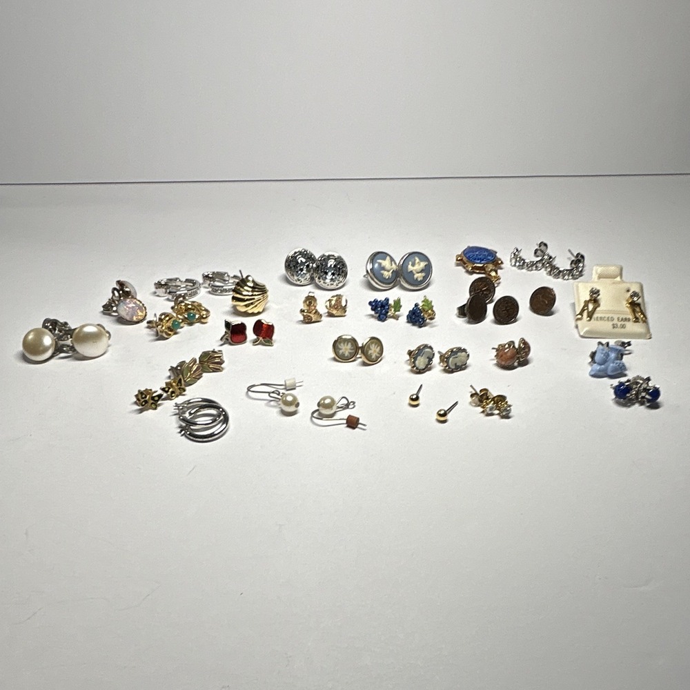 Vintage Lot 25 Pair Tiniest Girls Pierced Earrings More